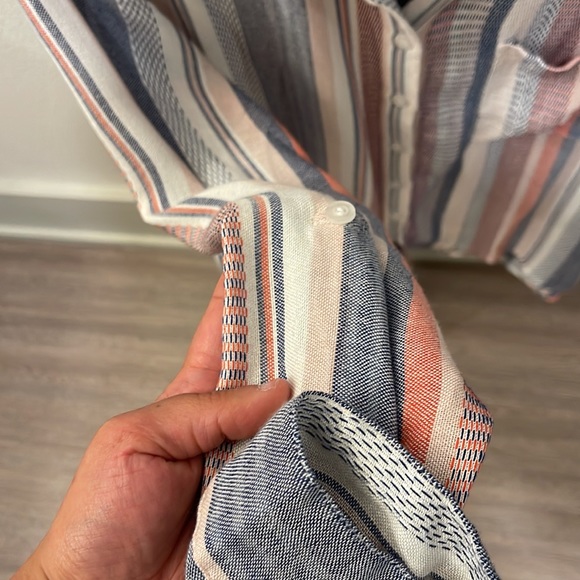 EN CRÈME STRIPPED BUTTON UP LONG SLEEVE BLOUSE - Picture 3 of 6